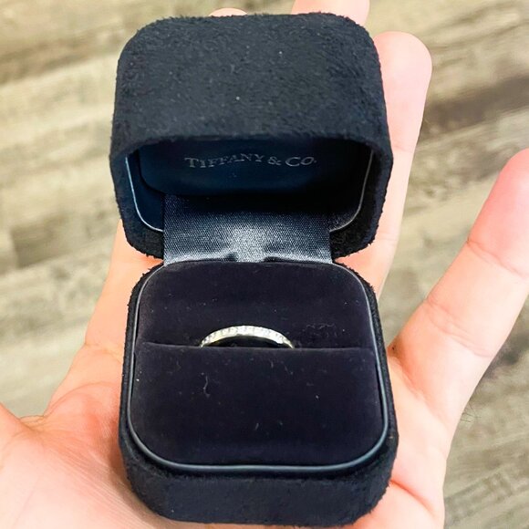 Tiffany & Co Platinum Diamond Channel 2mm Half Circle Wedding Band Size 4.75 - Picture 9 of 16